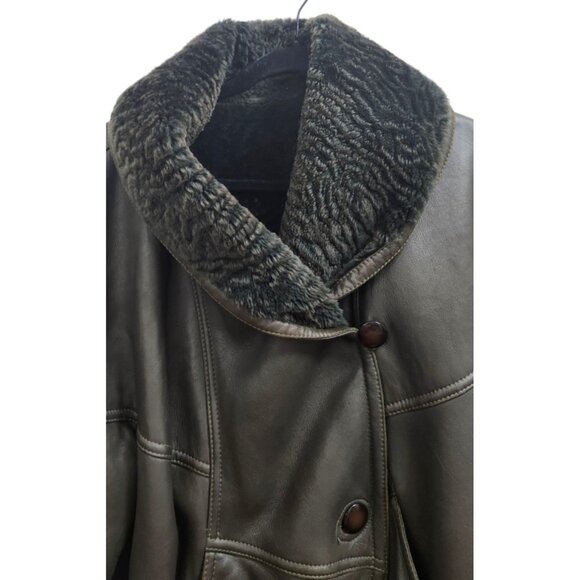 Umberto Olivieri Italy Leather Fur Coat Jacket Oversized Designer Sparrling - Picture 4 of 16